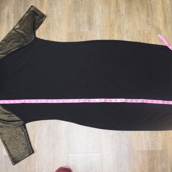 LulaRoe Julia Dress Black with Gold Sleeves - Sz S - Picture 8 of 8